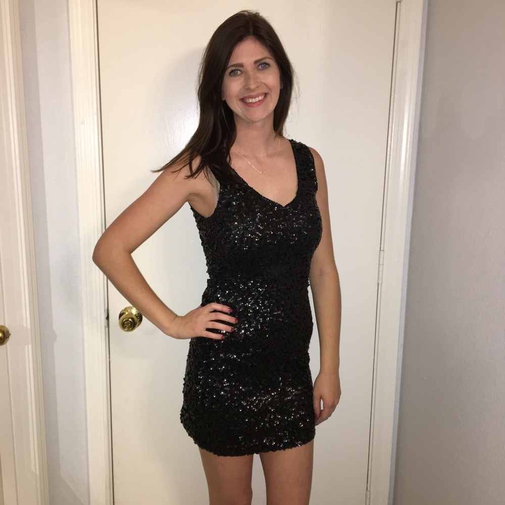 Little Black Sequined Mini Dress